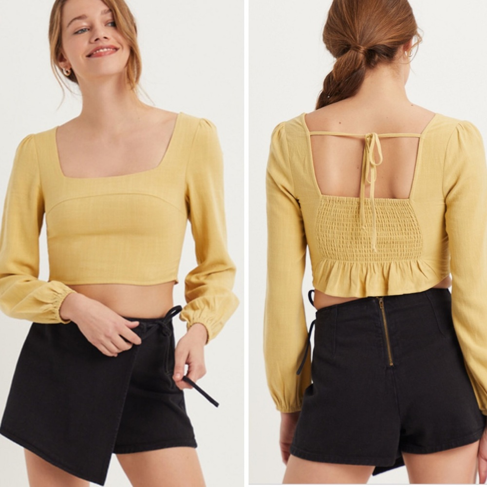 Kendall & Kylie Long Sleeve Square Neck Top Sz Small